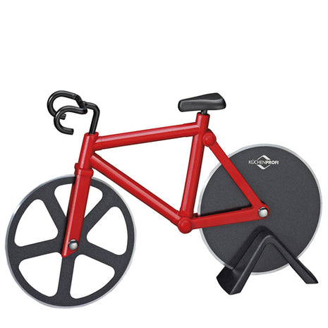 Küchenprofi Cortador de pizza 08 0494 14 00 rojo en forma de bicicleta de acero inoxidable