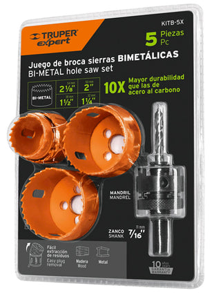 Juego de 5 brocas sierras bimetálicas Truper