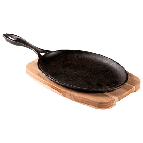 Tramontina Tabla para Barbacoa Mix Grill ovalada 10239638 de hierro fundido con base y mango de madera de tropical 38.5 x 19cm