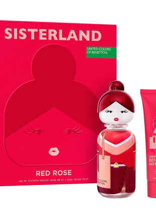 Benetton Set 2 pzas Sisterland Red rose edt 80 ml / body lotion 75 ml. Dama