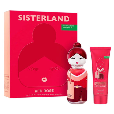 Benetton Set 2 pzas Sisterland Red rose edt 80 ml / body lotion 75 ml. Dama