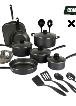 Combo Tramontina 3 Baterías Primaware 18 Pzas c/u Mod. 80119545 Negro