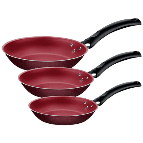 Tramontina Juego de Sartenes 3 piezas 20298971 rojo de aluminio con revestimiento interno de antiadherente Starflon T1