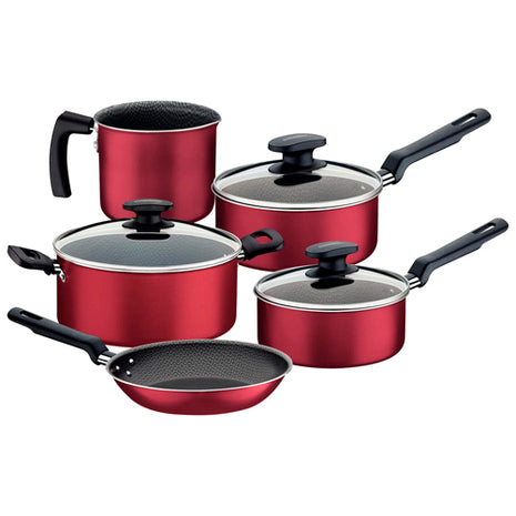 Tramontina Batería de cocina 20399782 rojo en aluminio con revestimiento interno y externo antiadherente Starflon Max