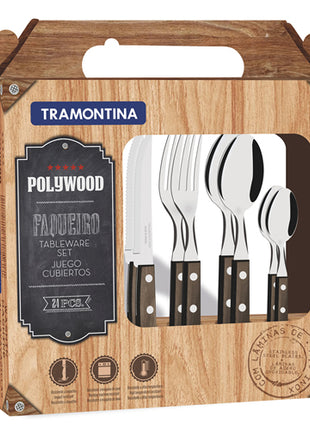 Juego de Cubiertos Polywood 24 piezas chocolate Tramontina