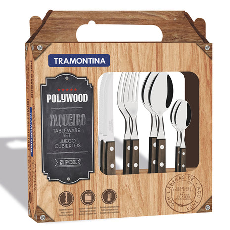Juego de Cubiertos Polywood 24 piezas chocolate Tramontina