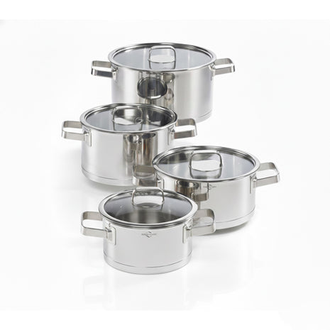 Küchenprofi Juego de ollas San Remo 23 9000 28 04 plata de 4 piezas con tapa de cristal