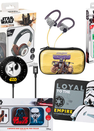 Combo Steren Star Wars Audífonos AUD-228/SW-M, Audífonos AUD-795/SW-G, Mouse Pad COM-042/SW1-ST, Cargadores ELI-950/SW, Nano Stick POD-272/SW1, Cable USB POD-425/SW