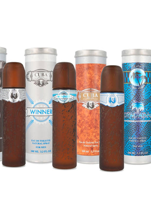 Combo Cuba Perfume Grey A91 100ml + Winner 361234 100 ml + Blue 32396 100ml + Copacabana 73595 100ml Caballero