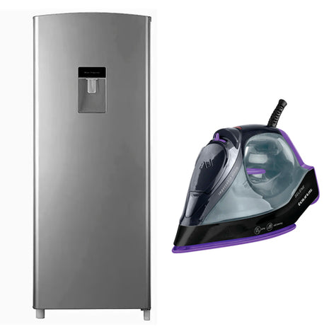 Combo Hisense Refrigerador 7 Pies RR63D6WGX + Taurus Plancha de Vapor Selene
