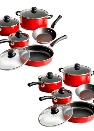 Combo Tramontina 2 Baterías de Cocina Simple Cooking 9 Piezas Rojo 80112646