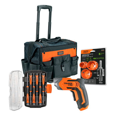 Combo Truper Maleta 101902 + Destornillador DESI-36 + Set Desarmadores JOY-6L + Brocas 100815