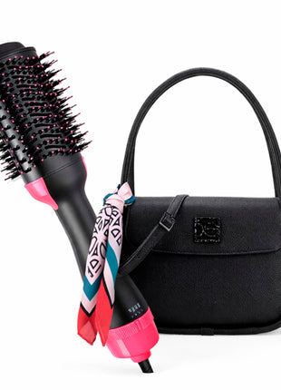 Combo Hot Air Brush Cepillo Secador - CEIC01 + Cloe Bolsa Lady Bag Chica Negro con Mascada - 2BLCI25878NEG
