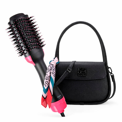 Combo Hot Air Brush Cepillo Secador - CEIC01 + Cloe Bolsa Lady Bag Chica Negro con Mascada - 2BLCI25878NEG