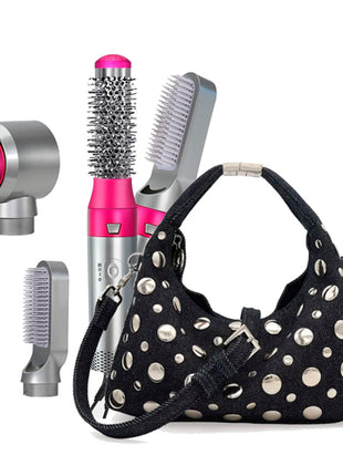 Combo Hot Airstyler Cepillo para Cabello Plata 3 en 1 - CSC3 + Cloe Bolsa Hobo Mini Denim Estoperoles Azul - 1BLCP26986MAR