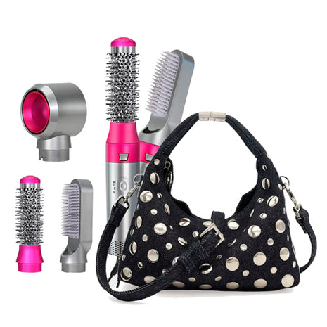 Combo Hot Airstyler Cepillo para Cabello Plata 3 en 1 - CSC3 + Cloe Bolsa Hobo Mini Denim Estoperoles Azul - 1BLCP26986MAR