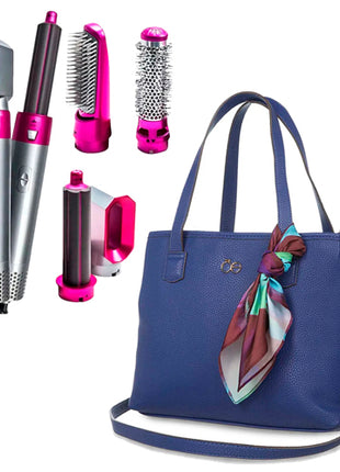 Combo Hot Airstyler Cepillo Plata 5 en 1 - CSC5 + Cloe Bolsa Tote con Mascada - RBLCR23306MAR