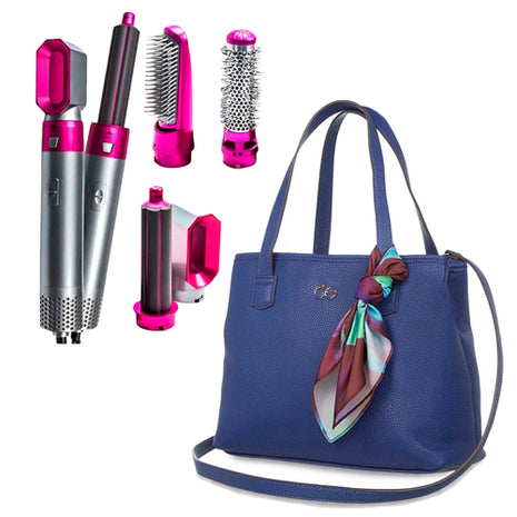 Combo Hot Airstyler Cepillo Plata 5 en 1 - CSC5 + Cloe Bolsa Tote con Mascada - RBLCR23306MAR