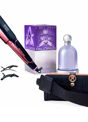 Combo Jesus Del Pozo Perfume Halloween 100ml Woman - HALLOWEEN100 + Cloe Cartera Grande Flap Con Cierre Color Negro - 2BICP26268NEG + Timco Plancha para Cabello Argan color Negro - PYB1145