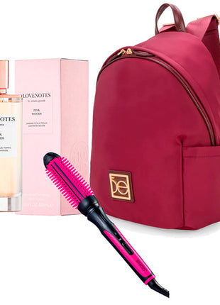 Combo Ariana Grande Perfume Love Notes Pink Woods Dama EDP 125 ml - ARGLOVEN + Cloe Backpack Tinto / Mediano Dama - 2BLCO25082TIN + Timco Cepillo Alaciador - CE-260