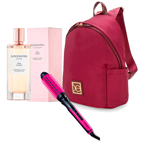 Combo Ariana Grande Perfume Love Notes Pink Woods Dama EDP 125 ml - ARGLOVEN + Cloe Backpack Tinto / Mediano Dama - 2BLCO25082TIN + Timco Cepillo Alaciador - CE-260