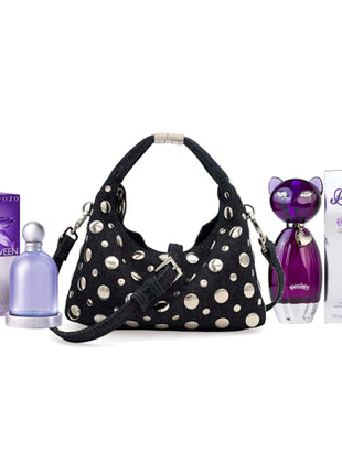 Combo Purrs Perfume EDP 100ml Dama - PURRS100 + Jesus Del Pozo Perfume Halloween 100ml Woman - HALLOWEEN100 + Cloe Bolsa Hobo Mini Denim Con Estoperoles Color Azul - 1BLCP26986MAR