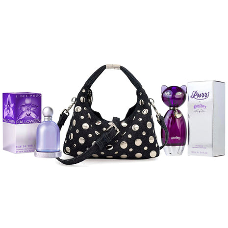 Combo Purrs Perfume EDP 100ml Dama - PURRS100 + Jesus Del Pozo Perfume Halloween 100ml Woman - HALLOWEEN100 + Cloe Bolsa Hobo Mini Denim Con Estoperoles Color Azul - 1BLCP26986MAR