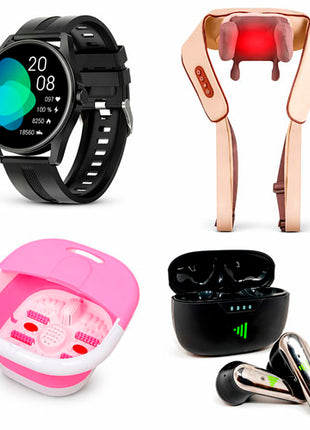 Combo G-Tide Reloj Inteligente R3 Negro + Gift Box Set Relajación SM-NP02 Cuello Espalda Rosa + Highlink Audífonos LINKBUDS Negro