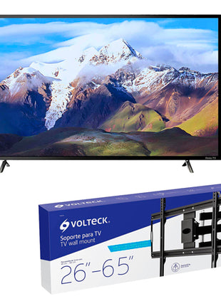 Combo JVC Televisor 40” SI40FR Roku + Volteck Soporte para Pantalla TVSM-65 Negro