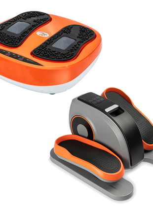 Combo Power Legs Masajeador Eléctrico E0013-00 Vibración Graduable, Naranja + Power Legs Escaladora Eliptic Trainer E0045-00 Motorizada, Gris