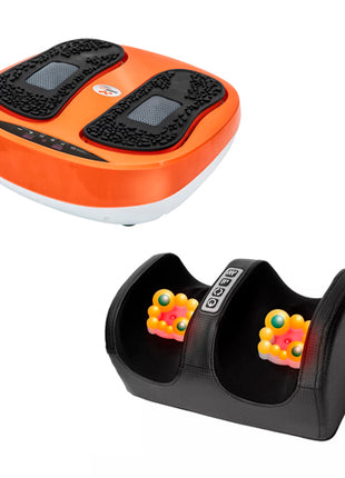 Combo Power Legs Masajeador Eléctrico E0013-00 Vibración Graduable, Naranja + Quick Life Masajeador Eléctrico para Pies MF-T24, Negro