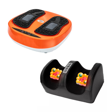 Combo Power Legs Masajeador Eléctrico E0013-00 Vibración Graduable, Naranja + Quick Life Masajeador Eléctrico para Pies MF-T24, Negro