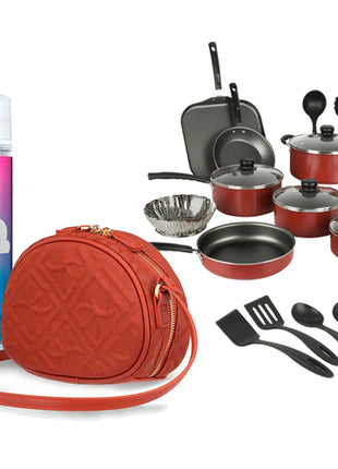 Combo Tramontina Batería Primaware Mod. 80119567 Rojo 18PZS + Cloe Bolso 2BLCI24724ROJ Rojo Cross Body + Ariana Grande Perfume ARGBM2 Cloud Mist