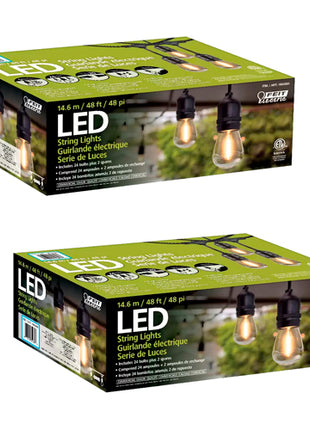 Combo 2 Feit Electric Guirnalda de luces LED de 48 pies, Negro - FEITLUC