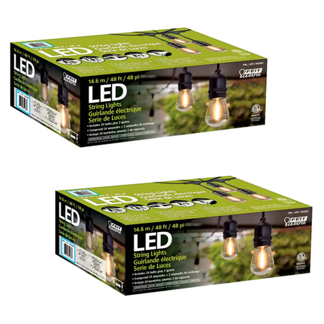 Combo 2 Feit Electric Guirnalda de luces LED de 48 pies, Negro - FEITLUC