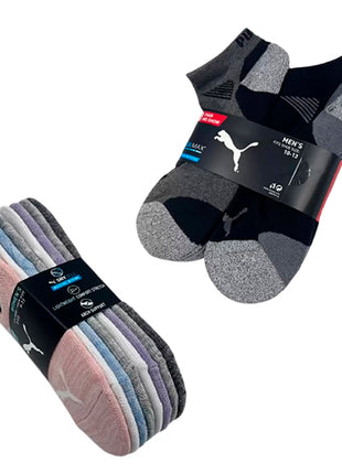 Combo Puma Calcetines PUMA8RSA 8 Pares Rosa Dama + Puma Calcetines PUMA10GRS 10 Pares Gris Caballero