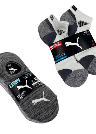 Combo Puma Calcetines PUMA8GRS 8 Pares Gris Dama + Puma Calcetines PUMA10BLN 10 Pares Blanco Caballero