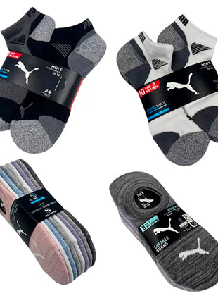 Combo Puma Calcetines PUMA10GRS 10 Pares Gris Cabellero + Calcetines PUMA10BLN 10 Pares Blanco Caballero + Calcetines PUMA8RSA 8 Pares Rosa Dama + Calcetines PUMA8GRS 8 Pares Gris Dama