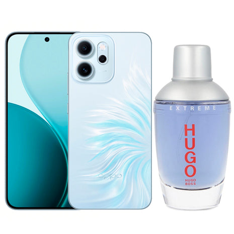 Combo Oppo Smartphone Reno14 F 5G Azul de 256GB - CPH2743 + Hugo Boss Perfume Hugo Extreme EDP 75ml Caballero - HBHE-380