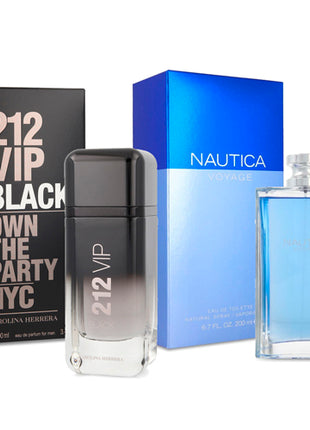 Combo Carolina Herrera Perfume Mod., 69376 212 VIP Black Caballero + Nautica Perfume Mod., 1322 Voyage 200ml Cabllero