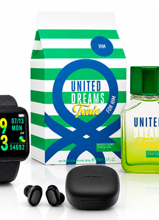Combo Xiaomi Audífonos negros intrauriculares con micrófo - BHR8776GL + United Dreams Tonic For Him edt 100ml. Caballero - 65156080 + Smartwatch Hyper, Negro T2GO - TG-W84032