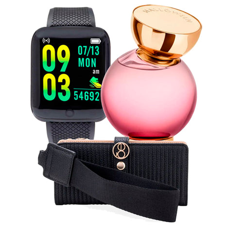 Combo Smartwatch Hyper T2GO - TG-W84032 + Cloe Cartera Grande Flap Con Cierre Color Negro - 2BICP26268NEG + Jesus del Pozo Halloween My Wish EDP 100 ml. Dama - HMW12