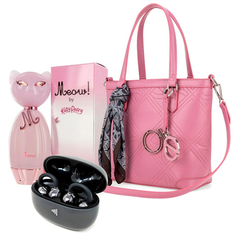 Combo Katy Perry Meow 100ml - MEOW100 + Cloe Bolsa Tote Chico Con Pouch Desprendible Color Rosa. Dama - 1BLCO25970ROS + Audífonos Ultrafreelink Highlink - ULTRAFREELINK