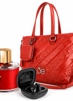 Combo Backdrop Audífonos Intrauriculares con Micrófono Inalámbrico, Negro - TWS-8 + Carolina Herrera CH Woman EDT 100ml Dama - CAHE06 + Cloe Bolso Tote Bag O25 814 Tinto. Dama - R2BLO25814TIN