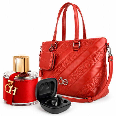 Combo Backdrop Audífonos Intrauriculares con Micrófono Inalámbrico, Negro - TWS-8 + Carolina Herrera CH Woman EDT 100ml Dama - CAHE06 + Cloe Bolso Tote Bag O25 814 Tinto. Dama - R2BLO25814TIN