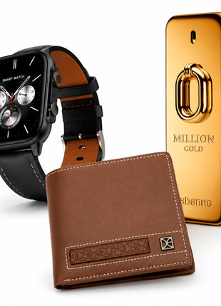Combo Paco Rabanne One Million Gold Intense EDP 200 ml Caballero - PROGI-356 + Cloe Cartera Chica Flap Cafe. Caballero - 4EQCP24645CAF + G-Tide Reloj Inteligente, Negro - S5