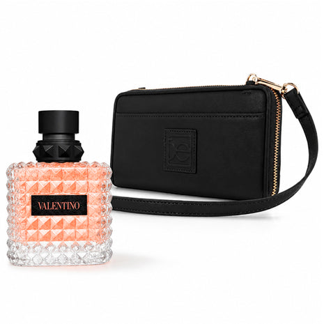 Combo Cloe Cartera Grande Cierre Asa Larga Color Negro - R2BIO25754NEG + Valentino Donna Born In Roma Coral Fantasy Dama EDP 100ml - VALBIR-054