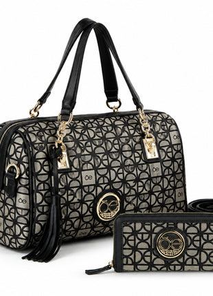 Combo Cloe Bolso. Negro - OTEM952NEGRME + Cloe Cartera Cierre Sencillo. Negro - OTEM950NEGRGR