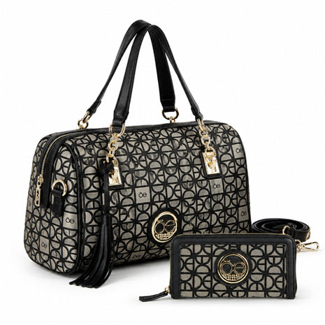 Combo Cloe Bolso. Negro - OTEM952NEGRME + Cloe Cartera Cierre Sencillo. Negro - OTEM950NEGRGR