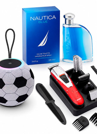 Combo Timco Rasuradora 7 en 1, Resistente al Agua - PG-600 + Nautica Blue 100ml Pour Homme Nautica - NAUTBLUE100 + Misik Bocina TWS Portátil Blanco con Luz en forma de balón - MS245